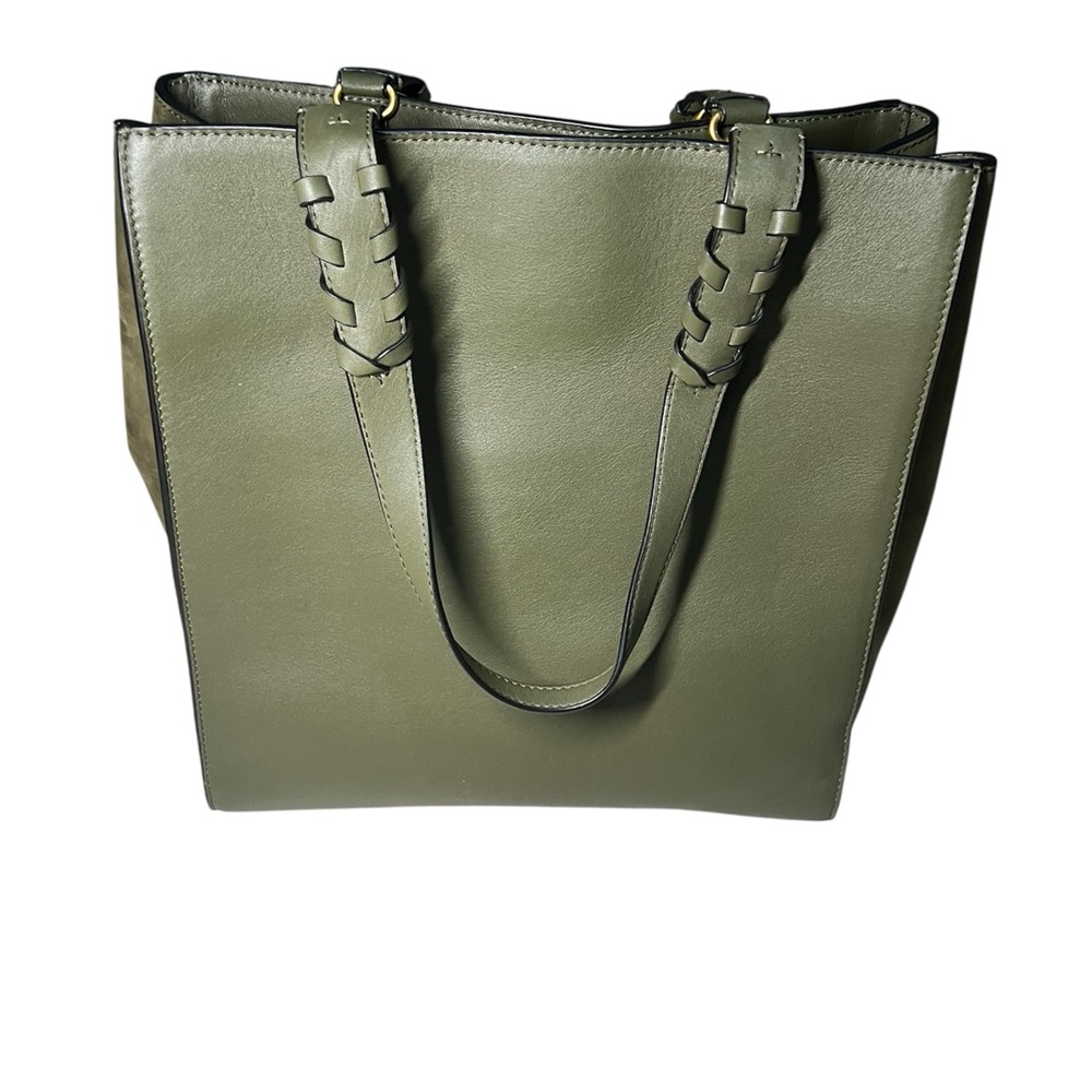 Tory Burch Olive Leather Tote - Picture 2 of 5